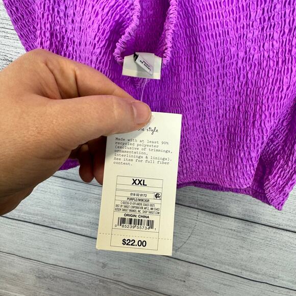A New Day Plus Size Purple Smocked Spring Crop Tank Size XXL - Picture 3 of 6